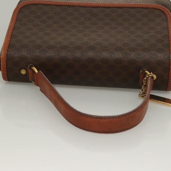 CELINE Macadam Canvas Hand Bag PVC Leather 2way Brown Gold Auth 132850 - Picture 6 of 16